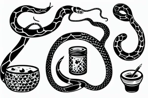 a medical snake snakes around a bowl tattoo idea