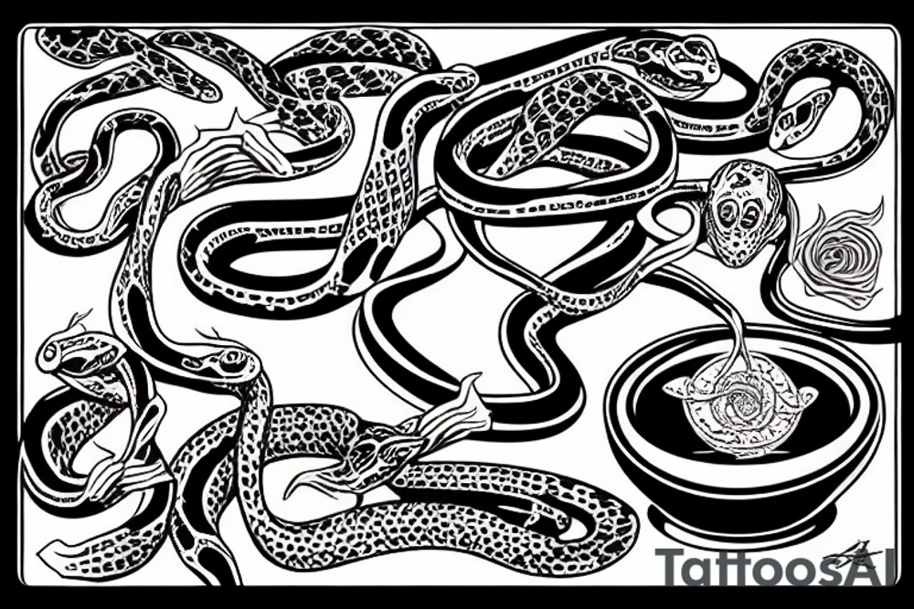 a medical snake snakes around a bowl tattoo idea