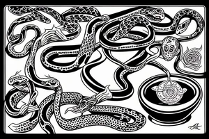 a medical snake snakes around a bowl tattoo idea
