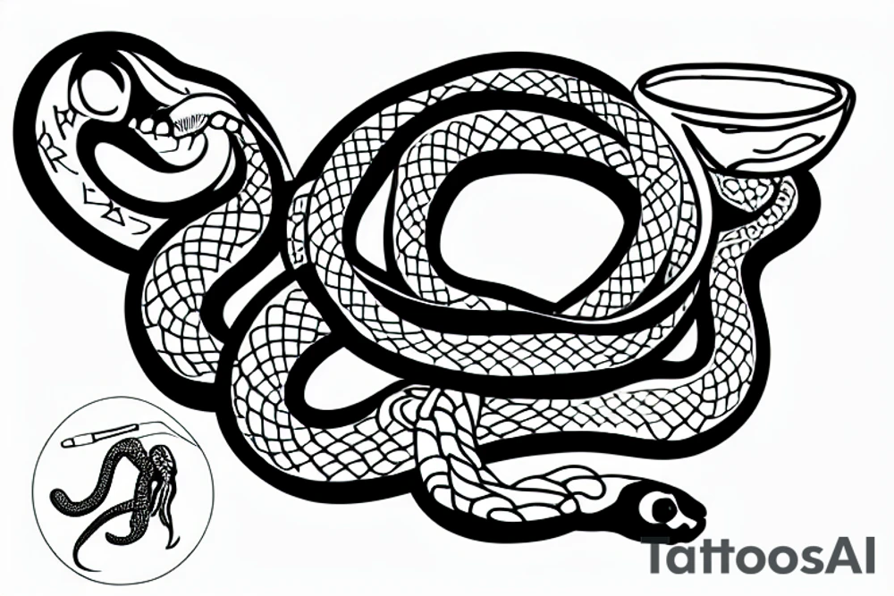 a medical snake snakes around a bowl tattoo idea