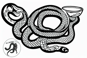 a medical snake snakes around a bowl tattoo idea