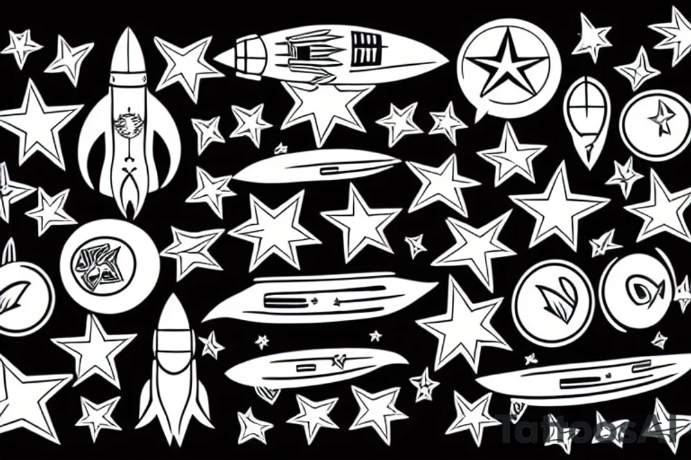 rocket whit stars tattoo idea