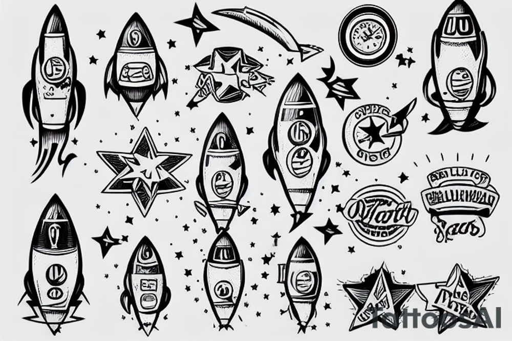 rocket whit stars tattoo idea