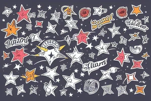 old school rocket with stars colorful tattoo idea