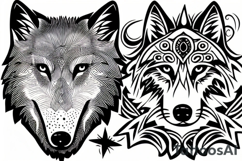 A head of a wolf tattoo idea