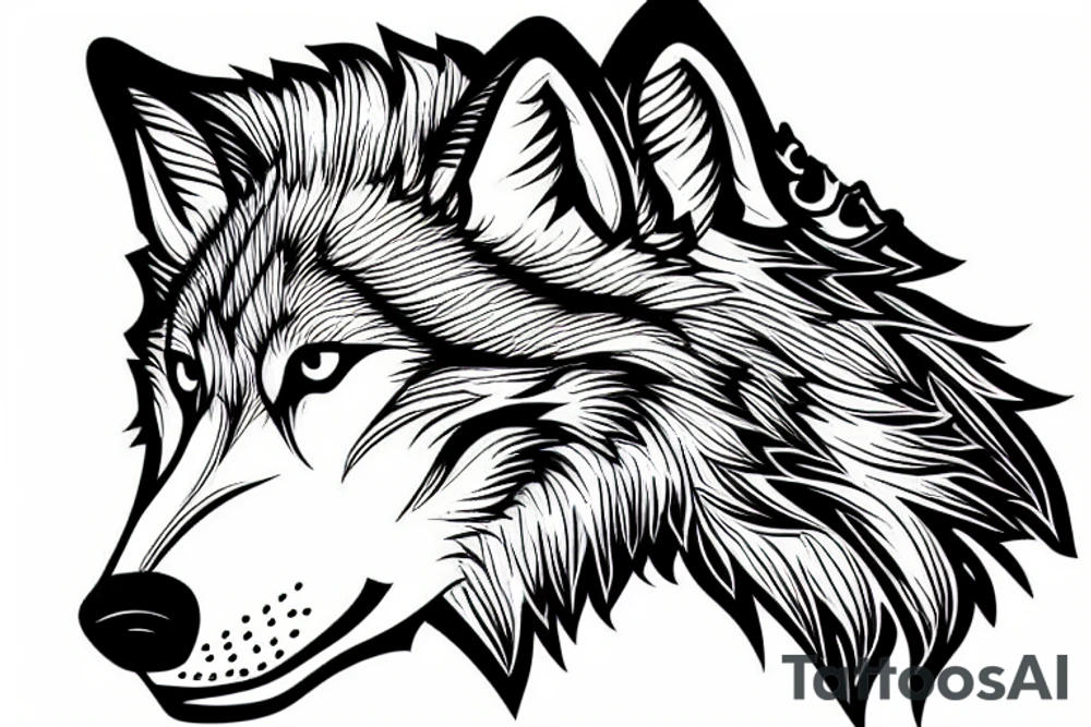 A head of a wolf tattoo idea