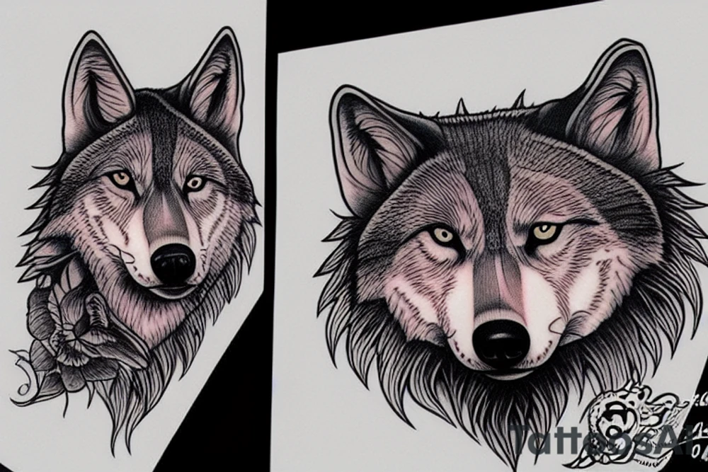A head of a female wolf tattoo idea