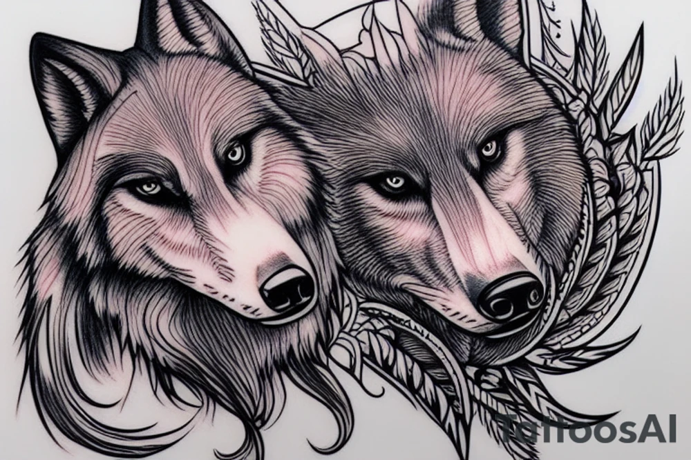 A head of a female wolf tattoo idea