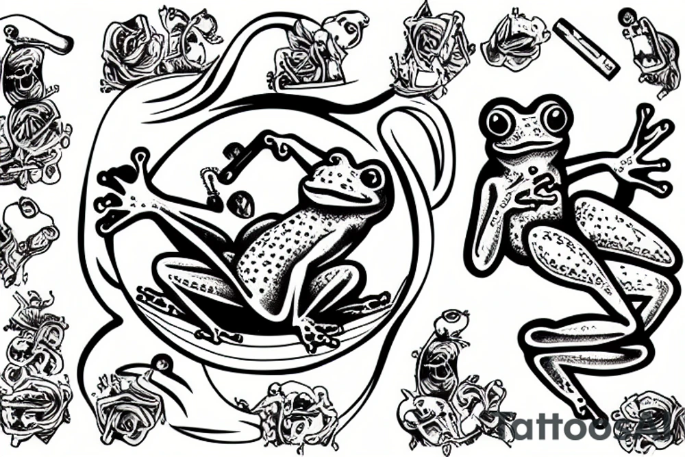 Frog with Jesus smoking tattoo idea