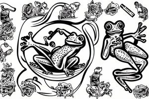 Frog with Jesus smoking tattoo idea