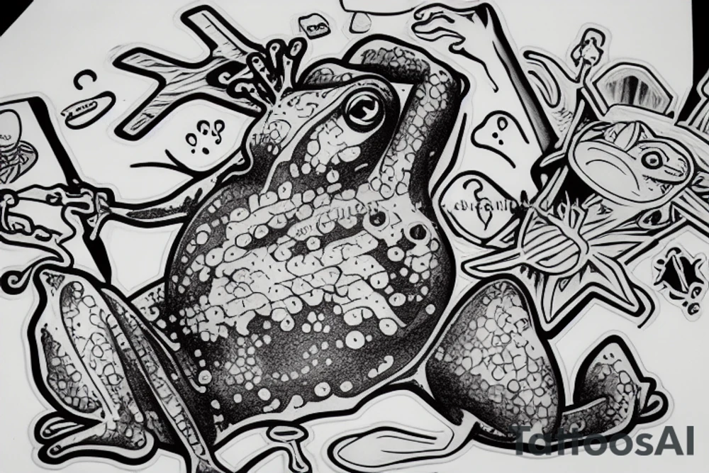 Frog with Jesus smoking tattoo idea
