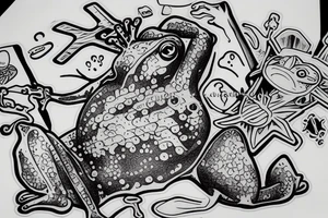 Frog with Jesus smoking tattoo idea