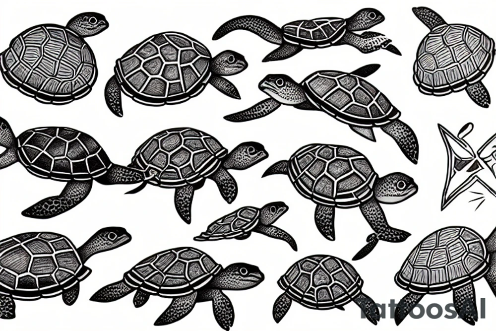 A turtle surfing tattoo idea