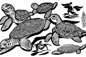 A turtle surfing tattoo idea