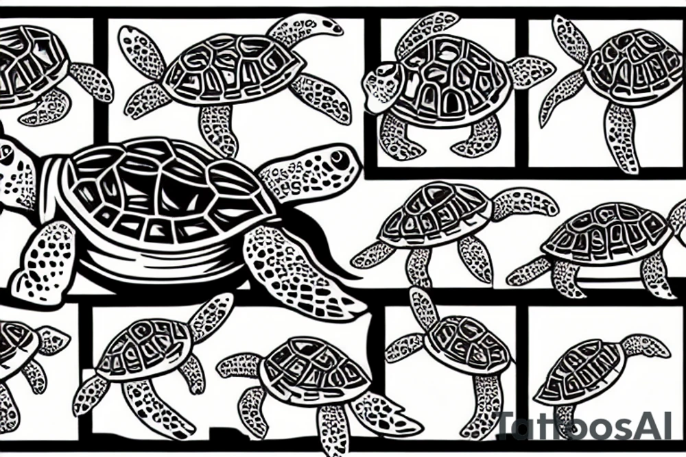 A turtle surfing tattoo idea
