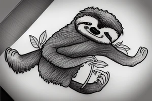 A cute sloth sleeping in a tree tattoo idea
