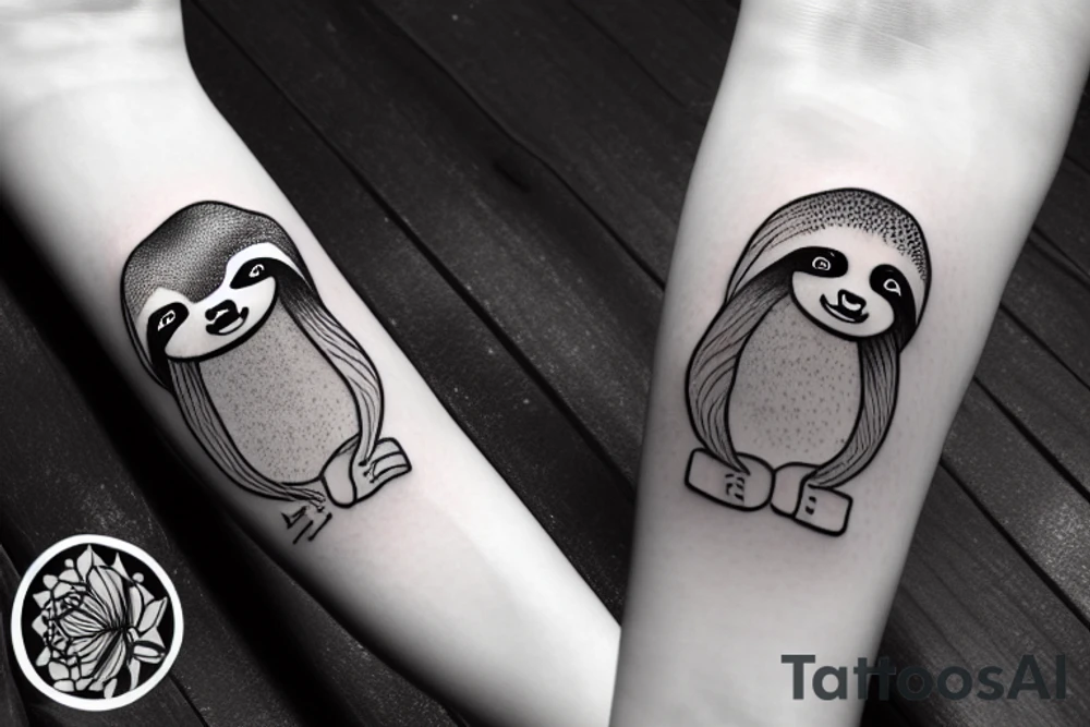 A cute sloth sleeping in a tree tattoo idea