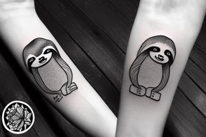 A cute sloth sleeping in a tree tattoo idea