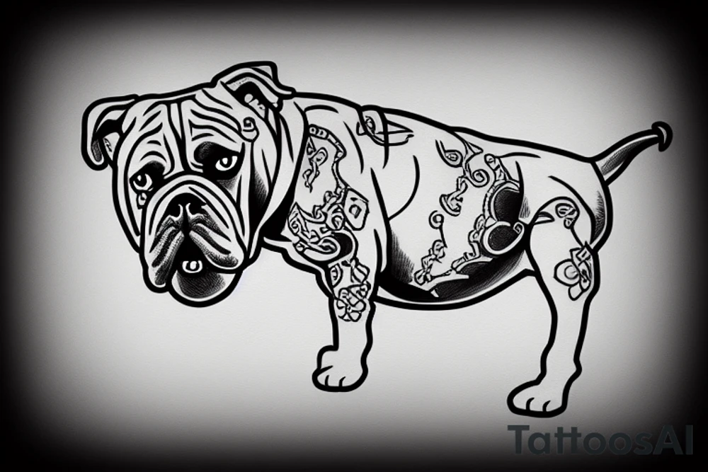 bulldog with katana tattoo idea