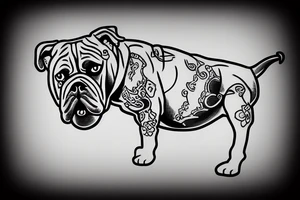 bulldog with katana tattoo idea