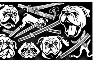 bulldog with katana tattoo idea