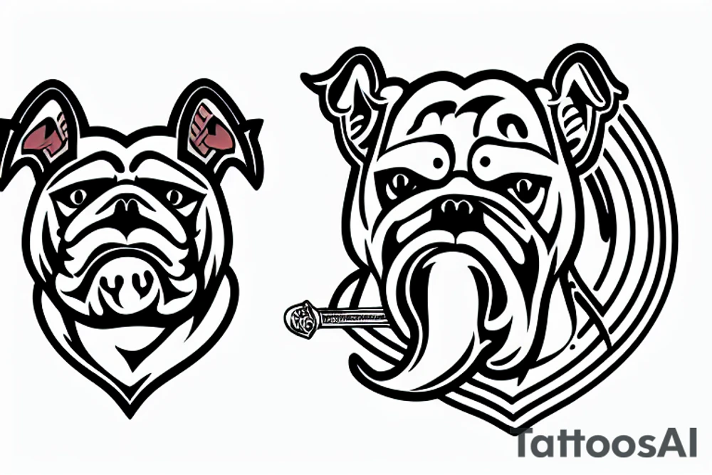 bulldog with katana tattoo idea