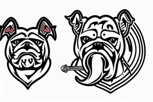 bulldog with katana tattoo idea