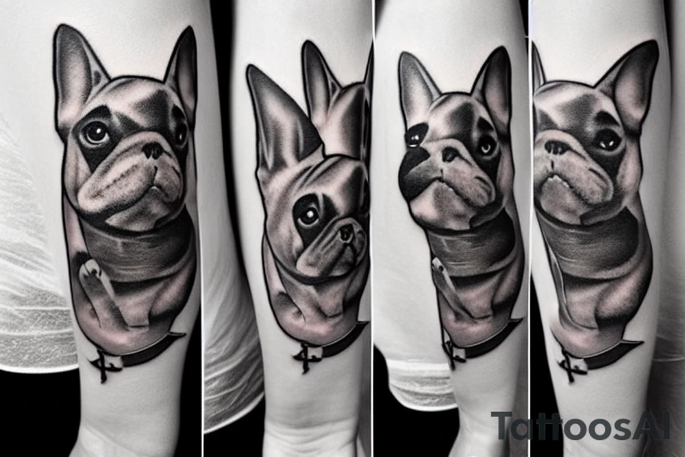 french bulldog with sword tattoo idea