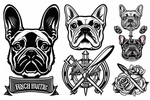 french bulldog with sword tattoo idea