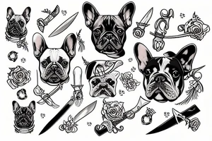french bulldog with sword tattoo idea