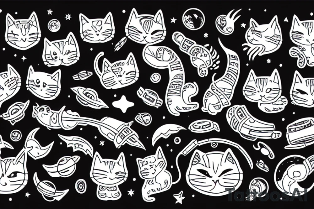 cat in space tattoo idea