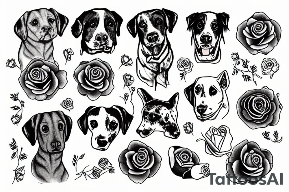 dog with rose tattoo idea
