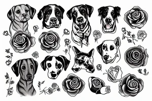 dog with rose tattoo idea