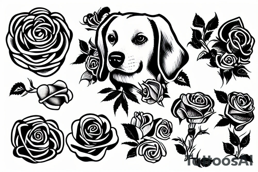 dog with rose tattoo idea