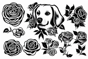 dog with rose tattoo idea