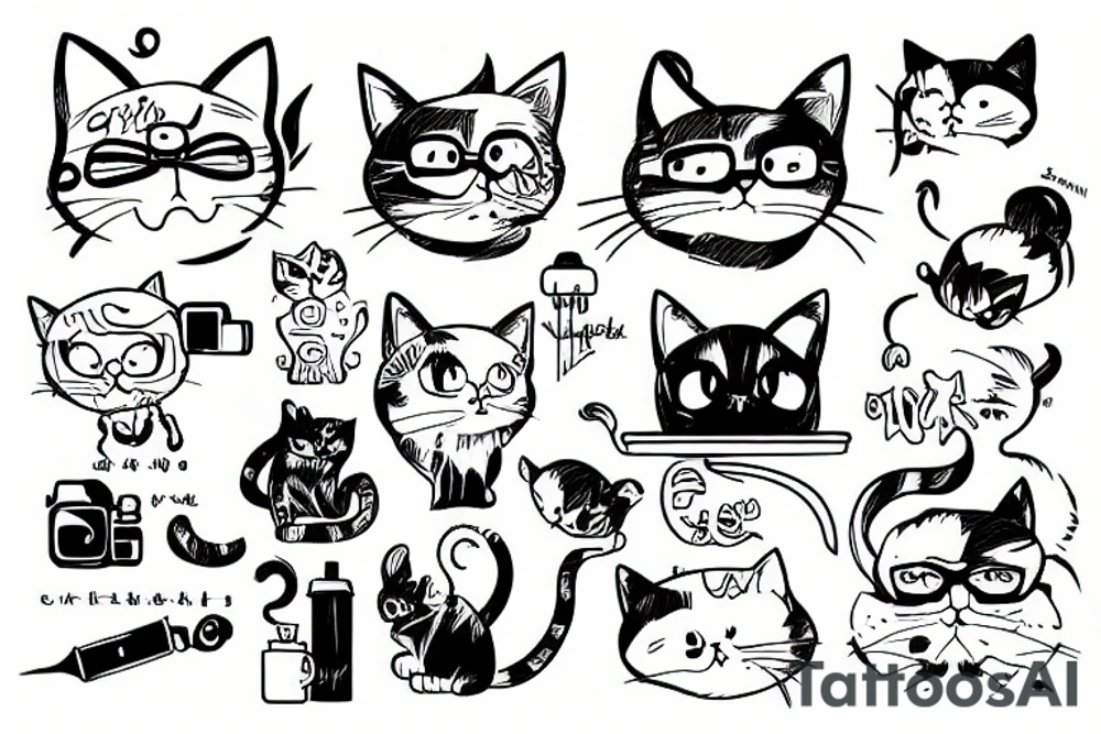 Cat with laptop tattoo idea