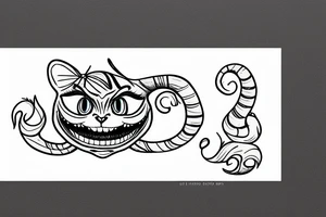 cheshire cat from Alice in Wonderland with the quote "Everyone is mad here." tattoo idea