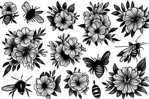 flowers and bees tattoo idea