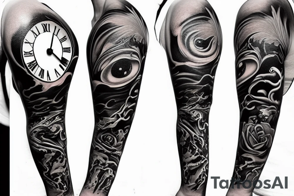 melting clock tattoo idea
