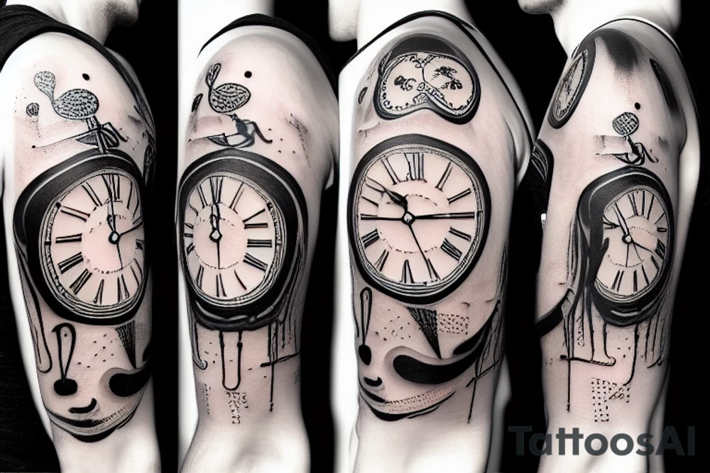 melting clock tattoo idea