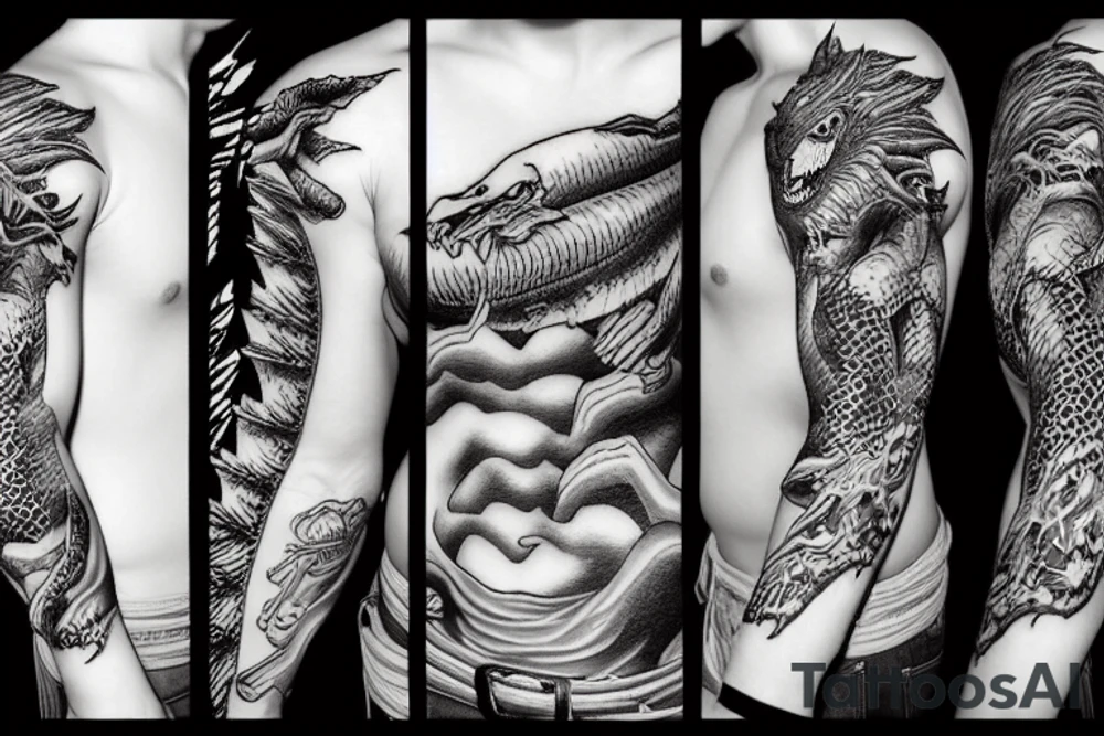 Dragon, DBZ, Black and White tattoo idea