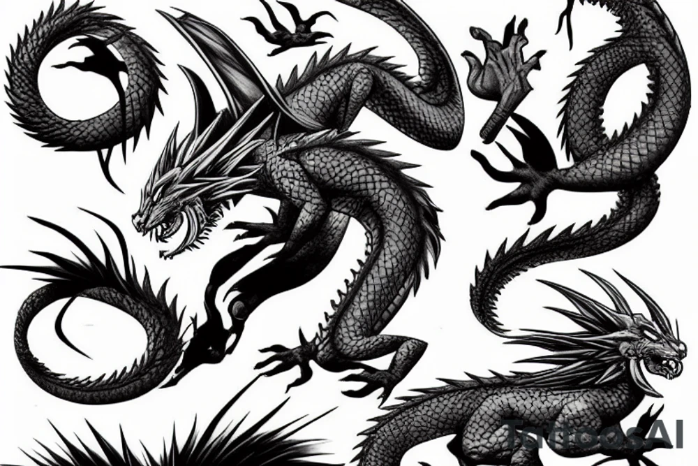 Dragon, DBZ, Black and White tattoo idea