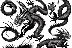 Dragon, DBZ, Black and White tattoo idea
