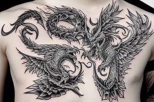 Drache, Flügel, Uhr, Kette tattoo idea