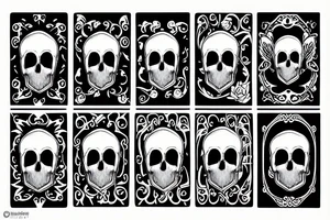 skull with heart and card tattoo idea
