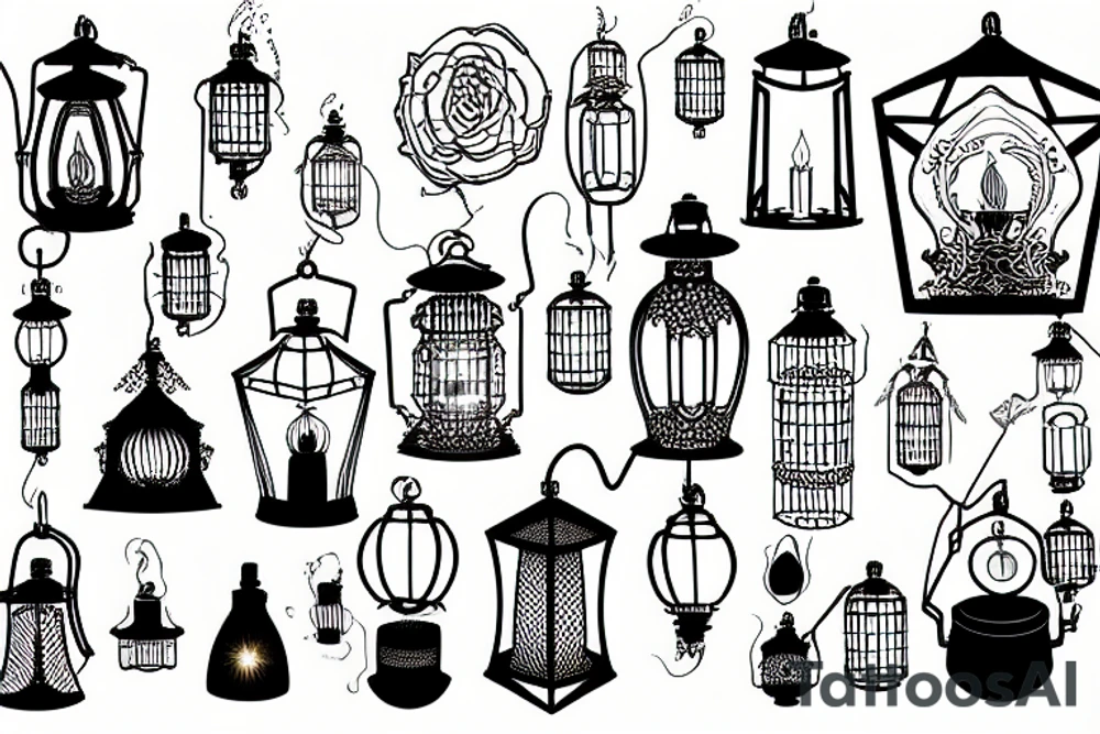 Oil lamp lantern tattoo idea