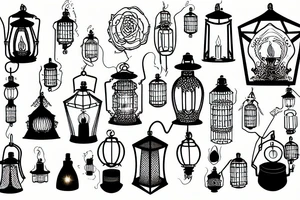 Oil lamp lantern tattoo idea