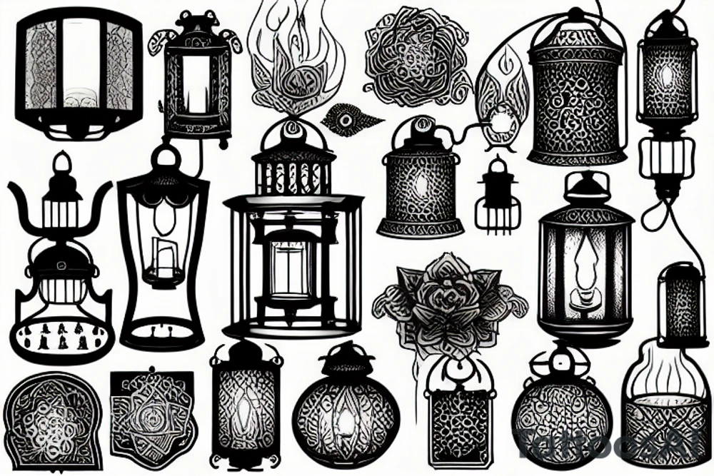 Oil lamp lantern tattoo idea