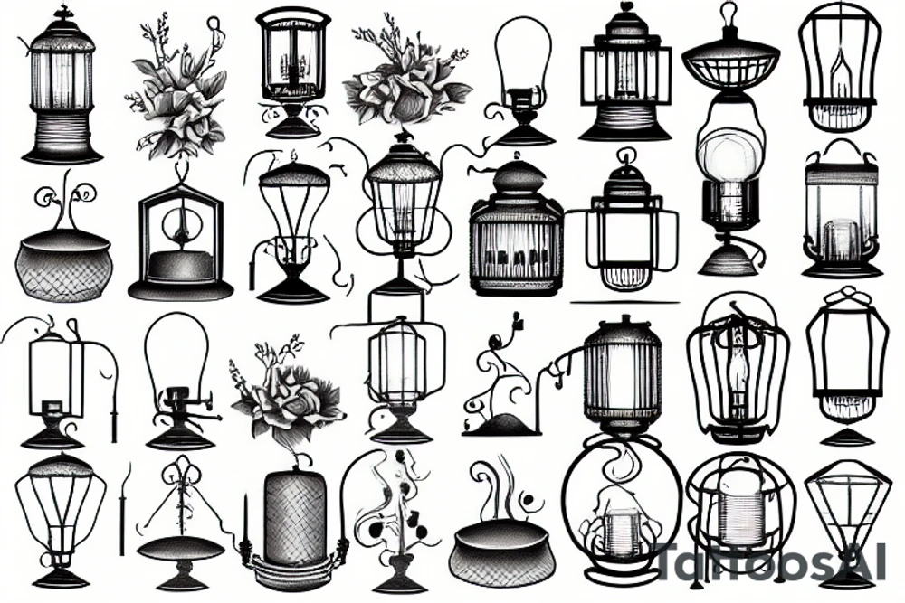 Oil lamp lantern tattoo idea