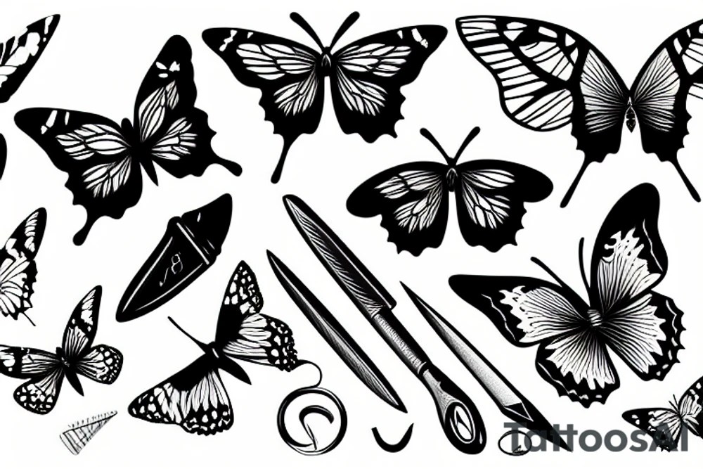 Butterfly dagger tattoo idea